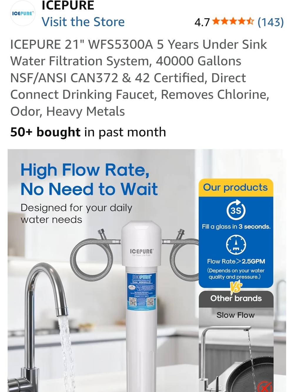 ICEPURE Under-Sink Water Filtration System - White - Picture 7 of 8